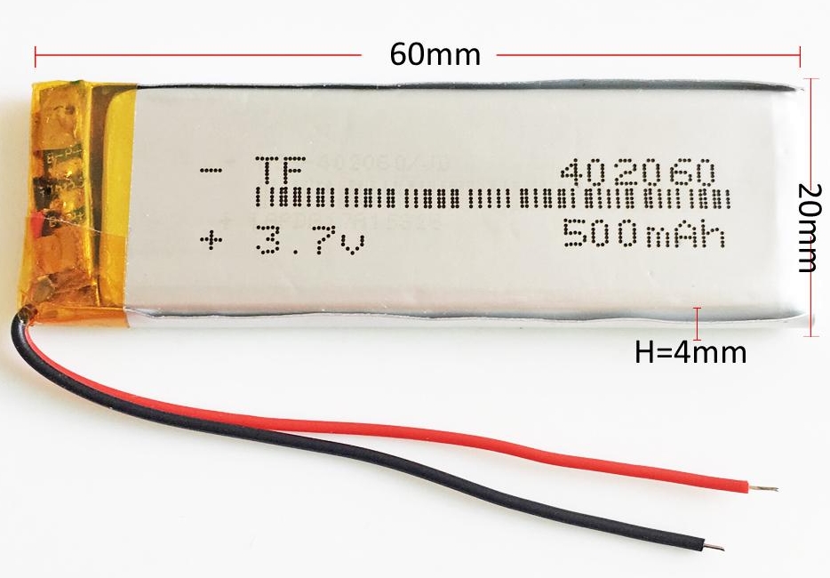 500mAh 3.7V polymer rechargeable Battery LiPo 402060